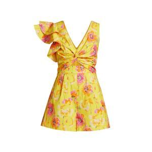 Sunshine Firework 'Amur' Yellow Resort Joette Floral Cut-Out Romper Size 2